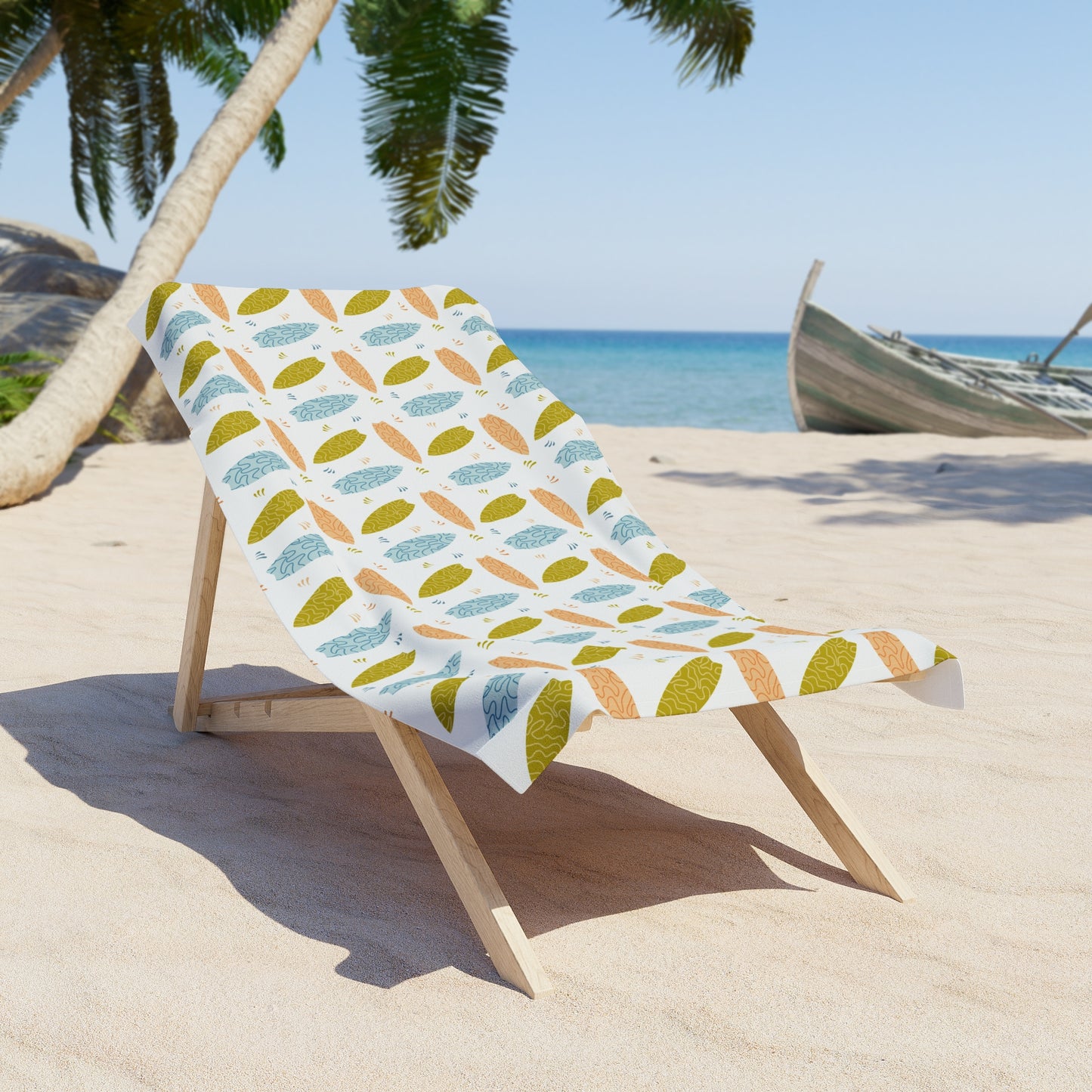 Aqua Surfboard Colorful Beach Towel