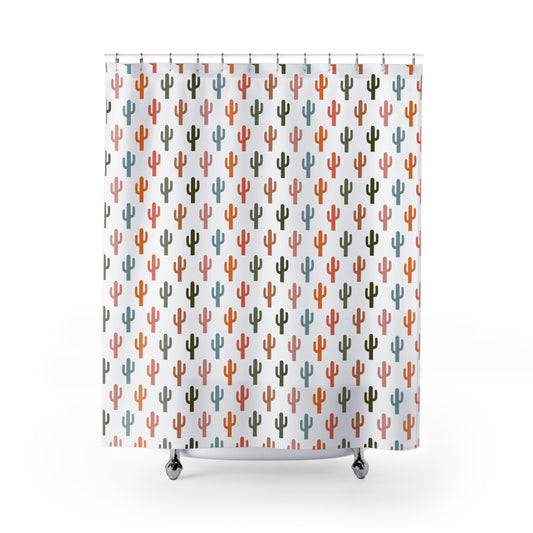 Colorful Cactus Pattern Shower Curtain