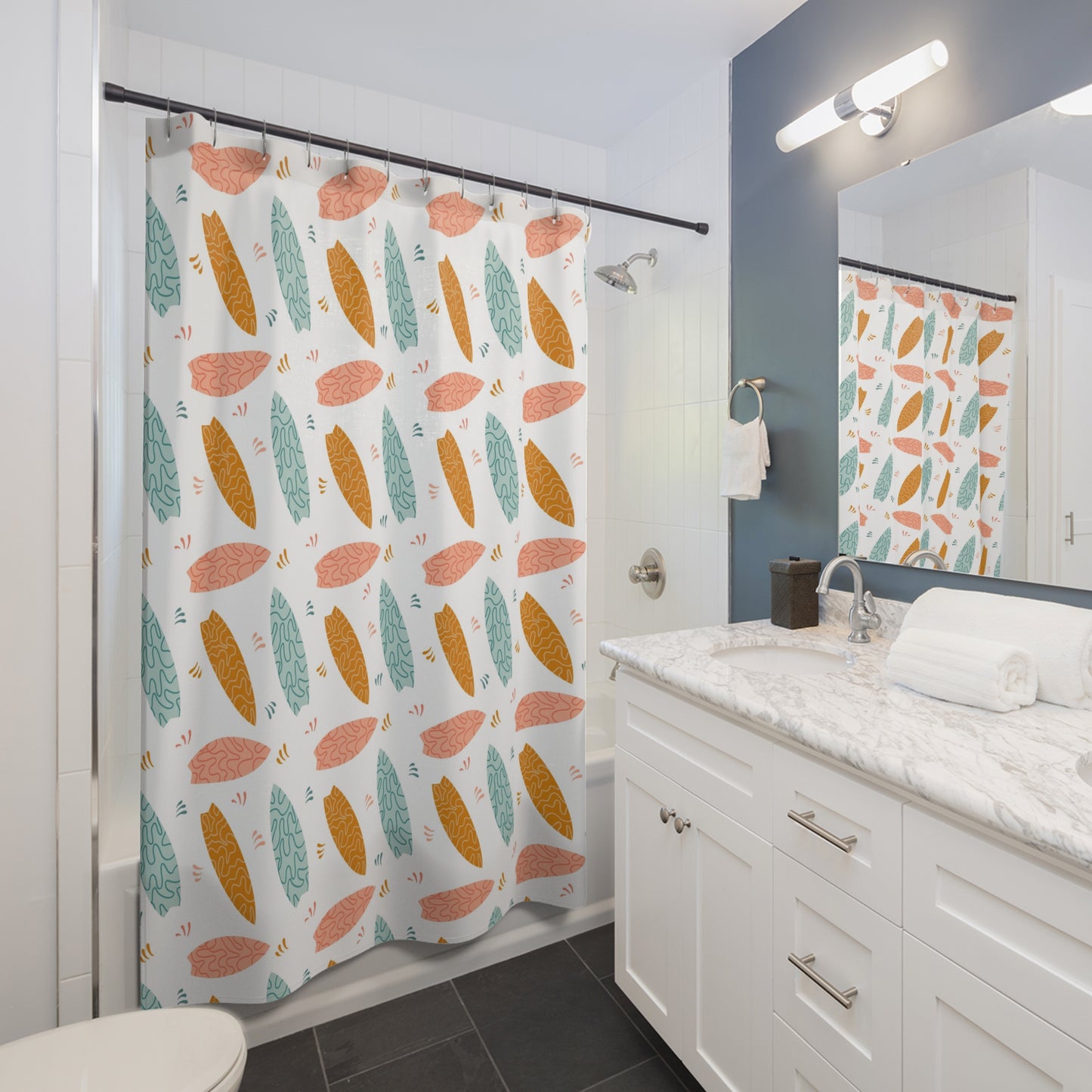 Boho Surfboard Pattern Shower Curtain
