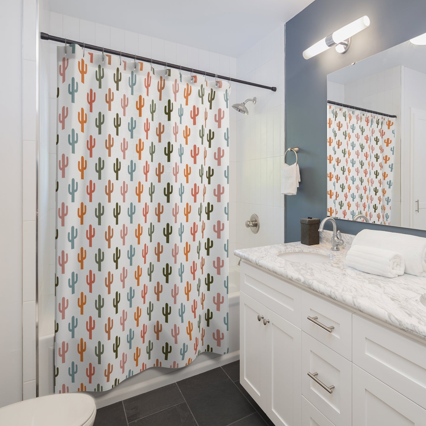 Colorful Cactus Pattern Shower Curtain