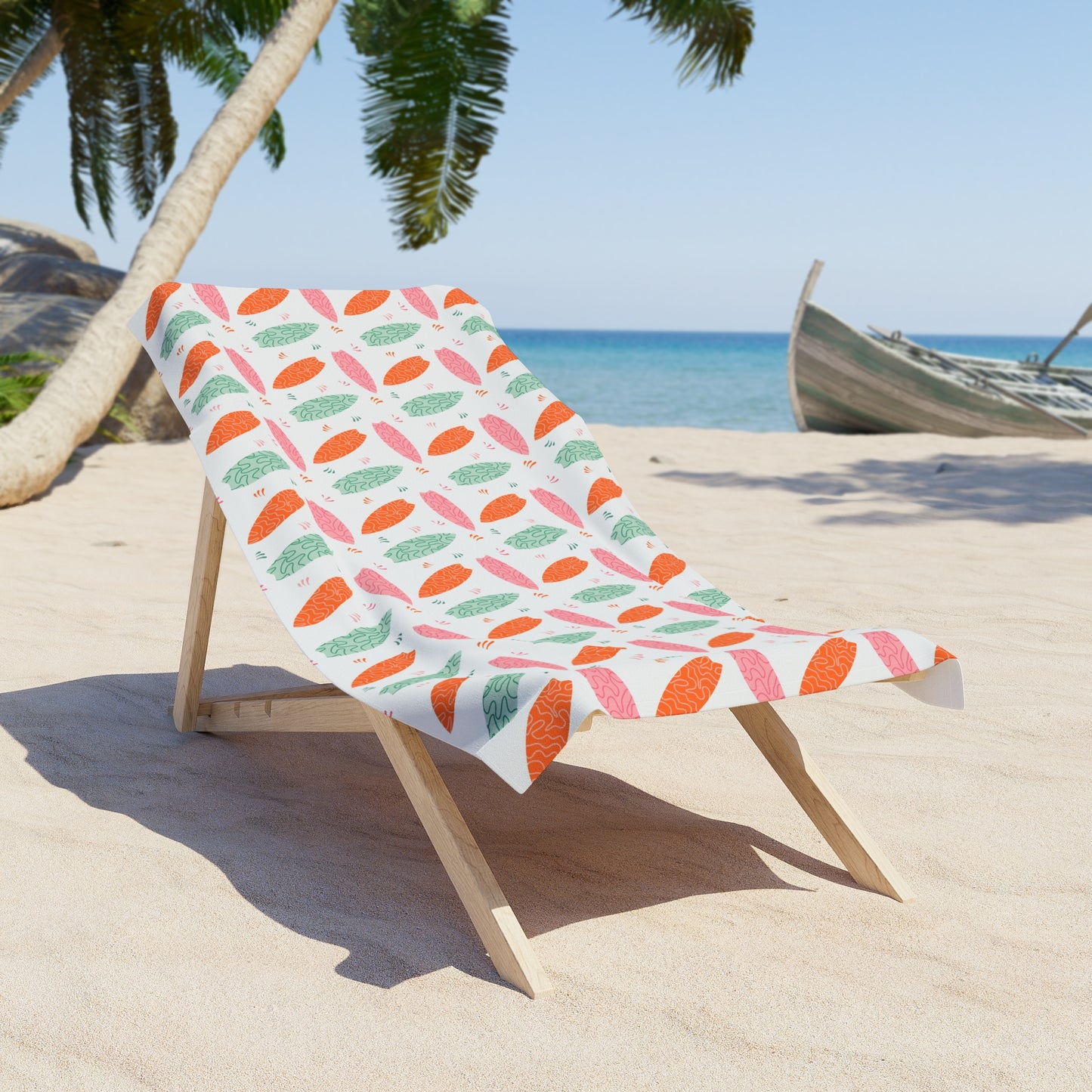 Pink Surfboard Colorful Beach Towel
