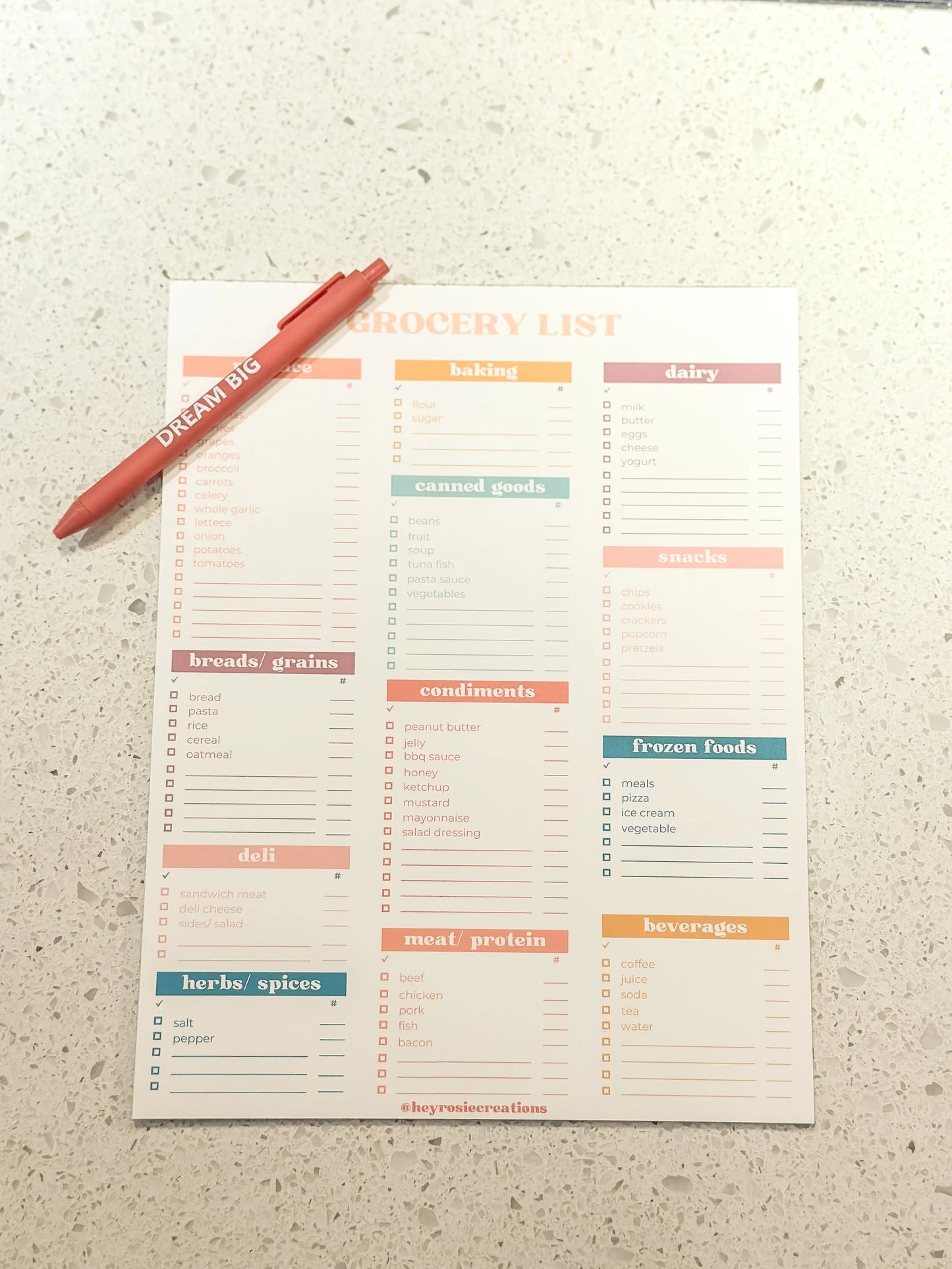 Grocery List Notepad