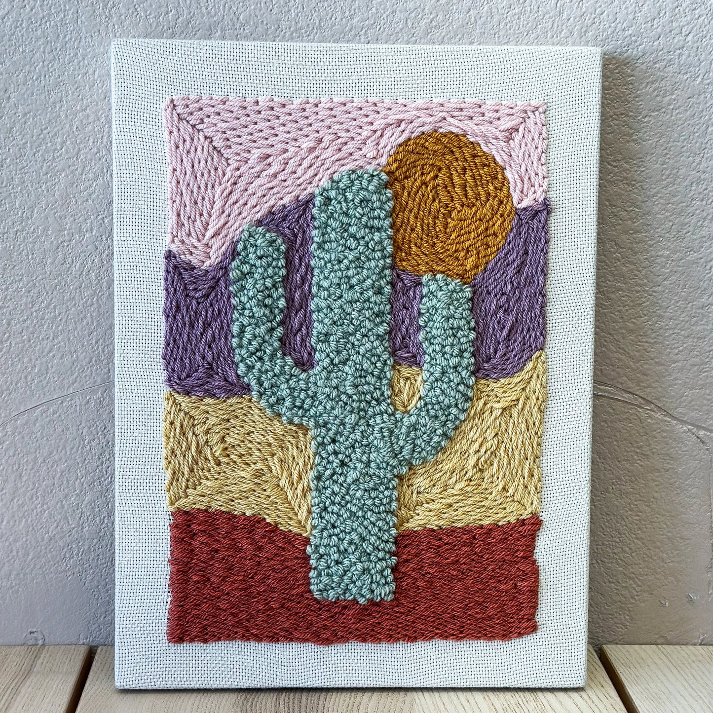 Saguaro and Sun Punch Needle Wall Hanging
