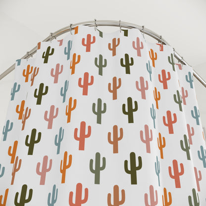 Colorful Cactus Pattern Shower Curtain